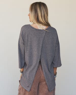 The Nest Callie Split Back Top - Black XL / Black