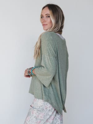 The Nest Callie Split Back Top - Olive XL / Olive