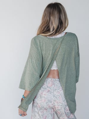 The Nest Callie Split Back Top - Olive XL / Olive