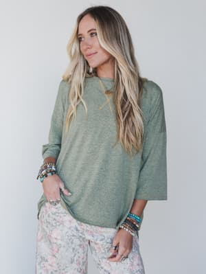 The Nest Callie Split Back Top - Olive XL / Olive