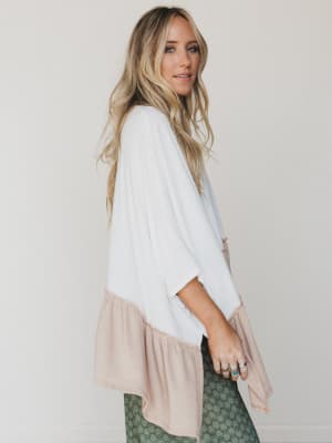 The Nest Sally Ruffle Top - Off White Camel XL / Off White Camel
