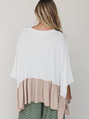 The Nest Sally Ruffle Top - Off White Camel XL / Off White Camel