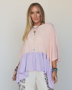The Nest Sally Ruffle Top - Peach Lilac XL / Peach Lilac