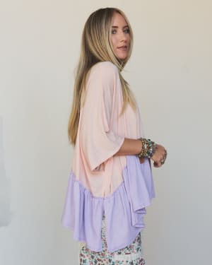 The Nest Sally Ruffle Top - Peach Lilac XL / Peach Lilac
