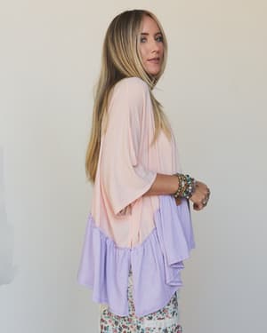 The Nest Sally Ruffle Top - Peach Lilac XL / Peach Lilac