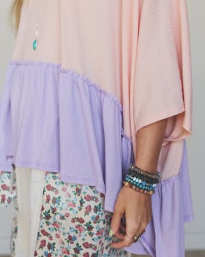 The Nest Sally Ruffle Top - Peach Lilac XL / Peach Lilac
