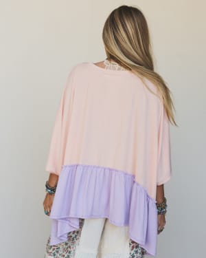 The Nest Sally Ruffle Top - Peach Lilac XL / Peach Lilac