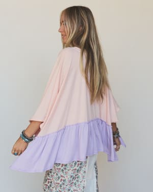 The Nest Sally Ruffle Top - Peach Lilac XL / Peach Lilac