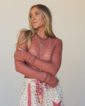 The Nest Pushing Daisies Long Sleeve Top - Cedarwood XL / Cedarwood