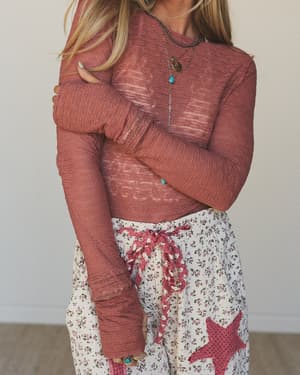 The Nest Pushing Daisies Long Sleeve Top - Cedarwood XL / Cedarwood