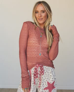 The Nest Pushing Daisies Long Sleeve Top - Cedarwood XL / Cedarwood