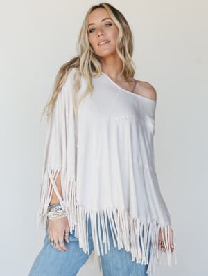 The Nest Showstopper Fringe Poncho: undefined