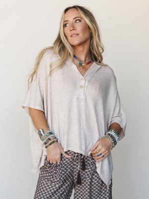 The Nest Raquel Hooded Poncho - Oatmeal M / Oatmeal