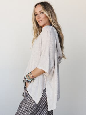 The Nest Raquel Hooded Poncho - Oatmeal M / Oatmeal