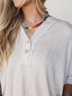 The Nest Raquel Hooded Poncho - Oatmeal M / Oatmeal