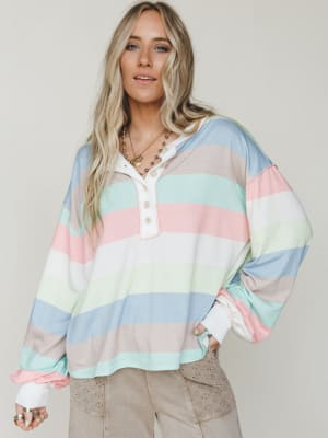 The Nest Striped Darlin Long Sleeve Top: undefined