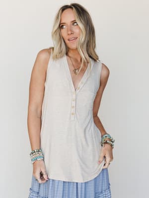 The Nest Shelli Henley Tank Top: undefined