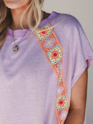 The Nest Crochet Casual Top - Lavender XL / Lavender