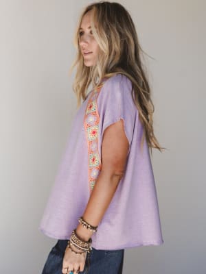 The Nest Crochet Casual Top - Lavender XL / Lavender
