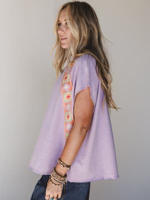 The Nest Crochet Casual Top - Lavender XL / Lavender