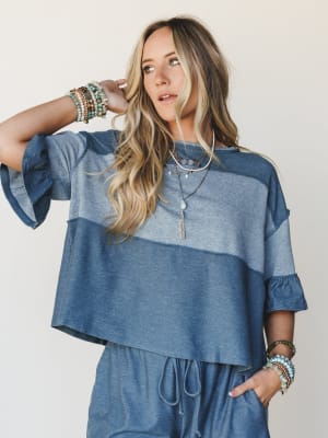 The Nest Soft Horizon Top - Teal L / Teal