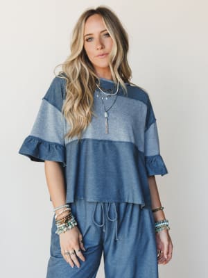 The Nest Soft Horizon Top - Teal L / Teal