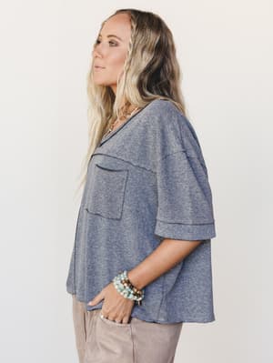 The Nest Katie V Neck Tee - Black S / Black
