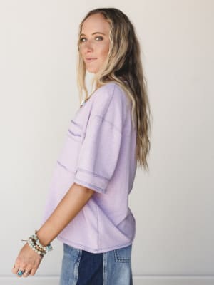 The Nest Katie V Neck Tee - Lavender S / Lavender