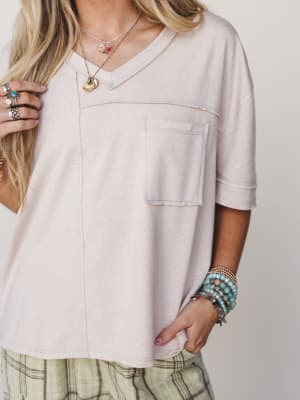 The Nest Katie V Neck Tee - Taupe M / Taupe