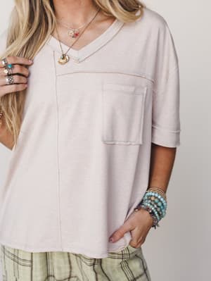 The Nest Katie V Neck Tee - Taupe M / Taupe