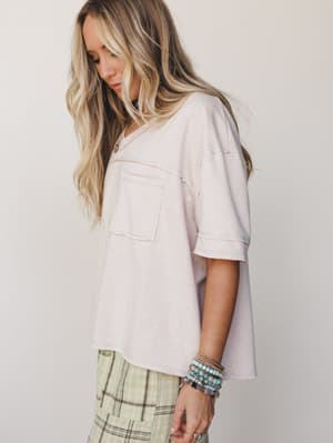 The Nest Katie V Neck Tee - Taupe M / Taupe