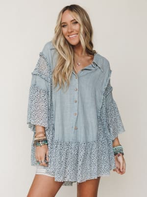 Wildflower Nana Top - Blue XL / Blue