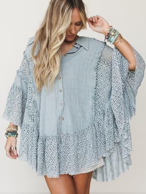 Wildflower Nana Top - Blue XL / Blue