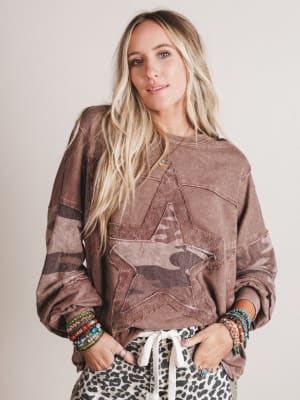 Camo Starlet Long Sleeve Top: undefined