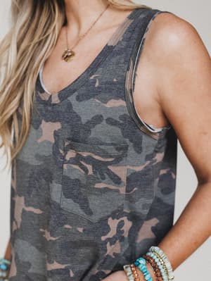 The Nest Shelli Scoop Neck Tank Top - Army Green XL / Army Green