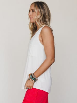 The Nest Shelli Scoop Neck Tank Top - Ivory XL / Ivory