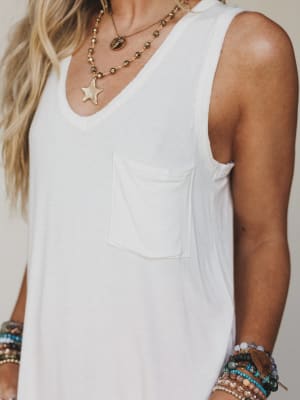 The Nest Shelli Scoop Neck Tank Top - Ivory XL / Ivory