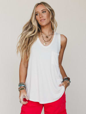 The Nest Shelli Scoop Neck Tank Top - Ivory XL / Ivory