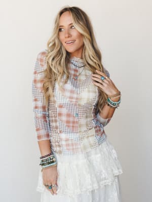 Mixed Print Layering Top - Warm Beige L / Warm Beige