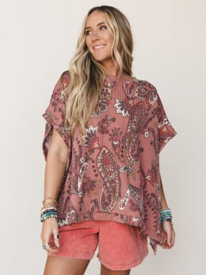 The Nest Moon Glow Texture Knit Top - Clay XL / Clay
