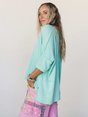 The Nest On The Go V Neck Ribbed Essential Tee - Cabbage S / Cabbage