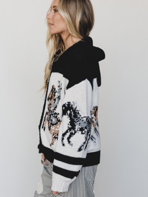 Wild Horses Cardigan - Black/Grey L / Black/Grey