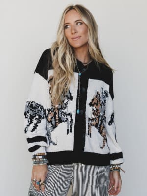 Wild Horses Cardigan  - Black/Grey L / Black/Grey