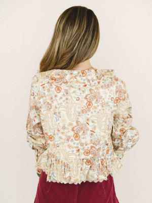 Kiss The Horizon Floral Top - Mustard L / Mustard