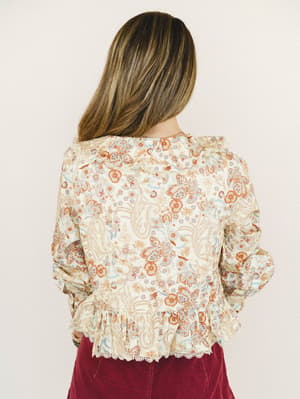 Kiss The Horizon Floral Top - Mustard L / Mustard