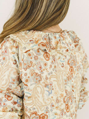 Kiss The Horizon Floral Top - Mustard L / Mustard