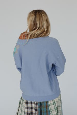 good-mood-flower-print-sweater-blue/Blue