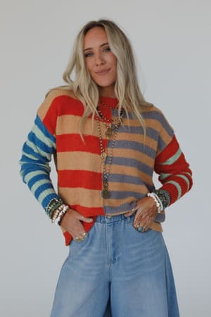 dulcie-striped-sweater-camel/Camel