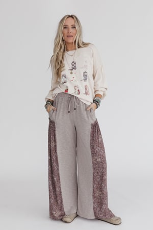 The Nest Cozy Haven Pants in Brown Grey OG from Three Bird Nest