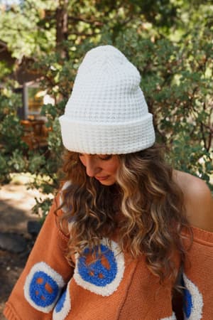 maybelle-waffle-beanie-ivory/Ivory